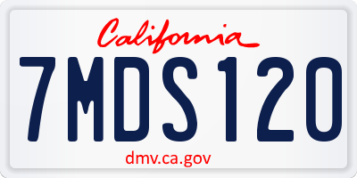 CA license plate 7MDS120