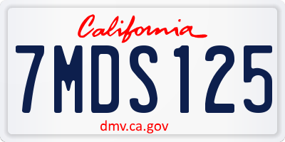 CA license plate 7MDS125