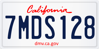 CA license plate 7MDS128