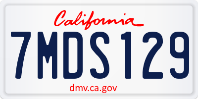 CA license plate 7MDS129