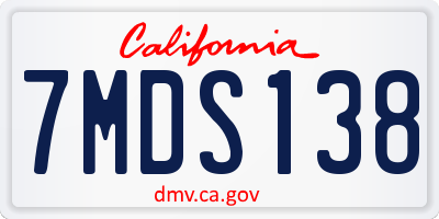 CA license plate 7MDS138