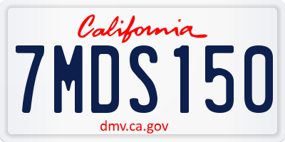 CA license plate 7MDS150