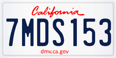 CA license plate 7MDS153