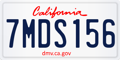 CA license plate 7MDS156