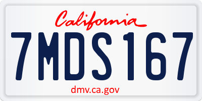 CA license plate 7MDS167