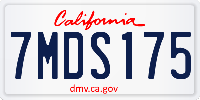 CA license plate 7MDS175
