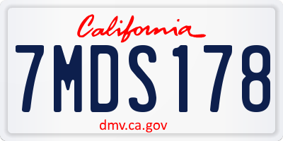 CA license plate 7MDS178