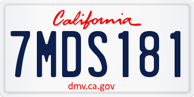 CA license plate 7MDS181