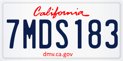 CA license plate 7MDS183