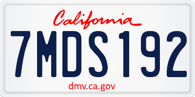 CA license plate 7MDS192