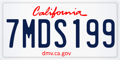 CA license plate 7MDS199