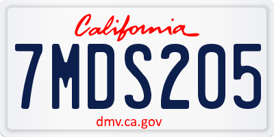 CA license plate 7MDS205