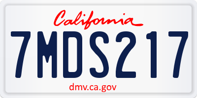 CA license plate 7MDS217