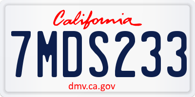 CA license plate 7MDS233