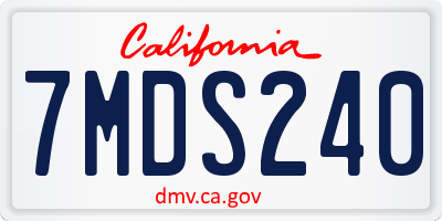 CA license plate 7MDS240