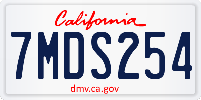 CA license plate 7MDS254