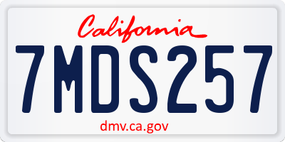 CA license plate 7MDS257