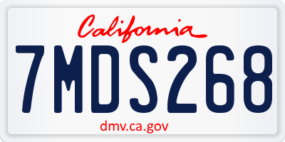CA license plate 7MDS268
