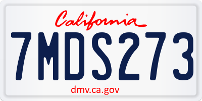 CA license plate 7MDS273