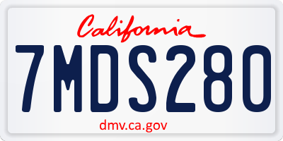 CA license plate 7MDS280