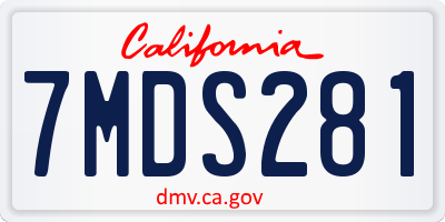 CA license plate 7MDS281