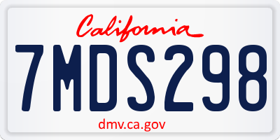 CA license plate 7MDS298