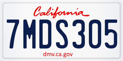 CA license plate 7MDS305