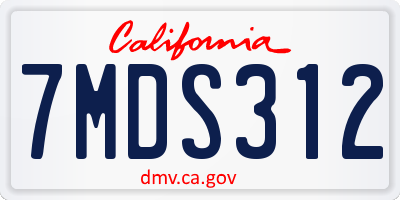 CA license plate 7MDS312