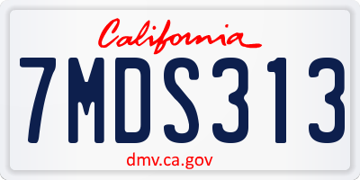 CA license plate 7MDS313
