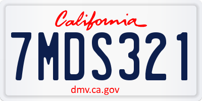 CA license plate 7MDS321