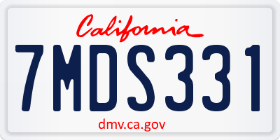 CA license plate 7MDS331