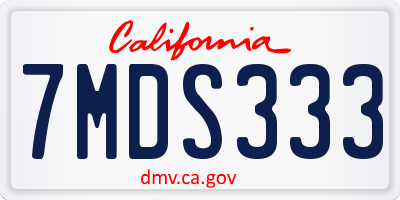 CA license plate 7MDS333
