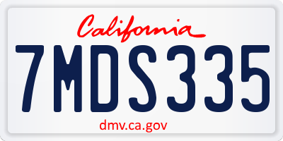 CA license plate 7MDS335