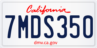 CA license plate 7MDS350