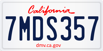 CA license plate 7MDS357