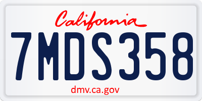 CA license plate 7MDS358