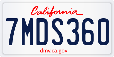 CA license plate 7MDS360