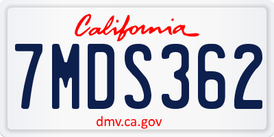 CA license plate 7MDS362