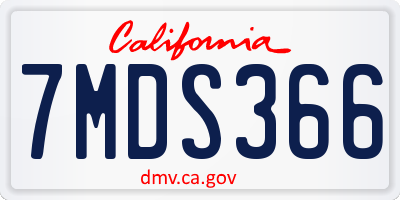 CA license plate 7MDS366
