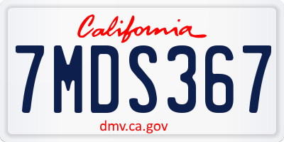 CA license plate 7MDS367