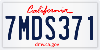 CA license plate 7MDS371