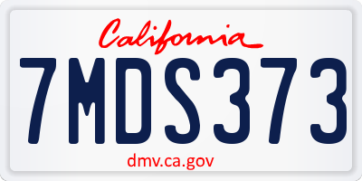 CA license plate 7MDS373