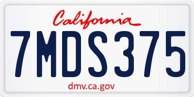 CA license plate 7MDS375