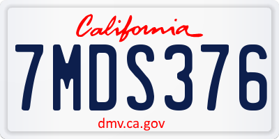 CA license plate 7MDS376