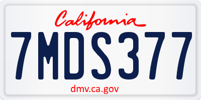 CA license plate 7MDS377