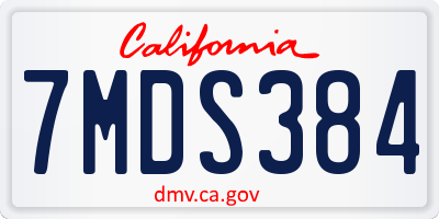 CA license plate 7MDS384