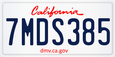 CA license plate 7MDS385