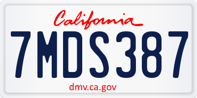 CA license plate 7MDS387