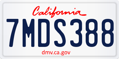 CA license plate 7MDS388