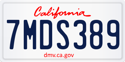CA license plate 7MDS389